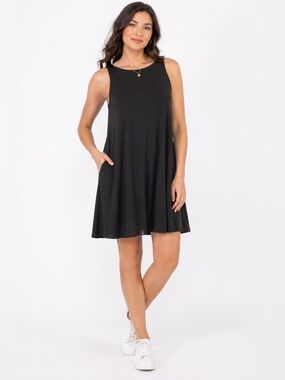 Eileen Fisher Black Sleeveless Swing Jersey Dress
